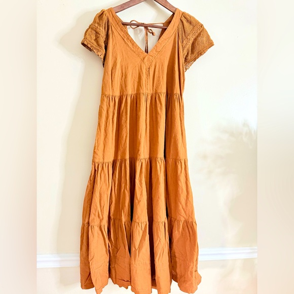 Old Navy Dark Marigold Boho Cotton Midi Dress size Small - Picture 1 of 11